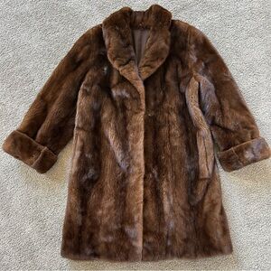 Genuine Mink Fur Coat - Brown
